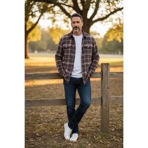 Puritan Mason Flannel Shirt Plaid Pattern Blue Collar Farmer Ranch 2XL cabincore